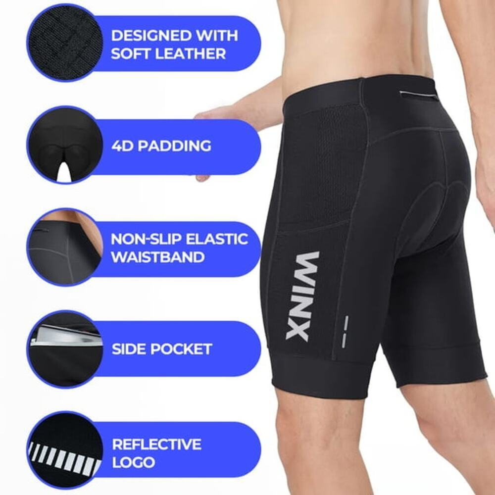WINX Luxe Biking Shorts in Black, size L, Cycling Performance Pocket Anti Chaf